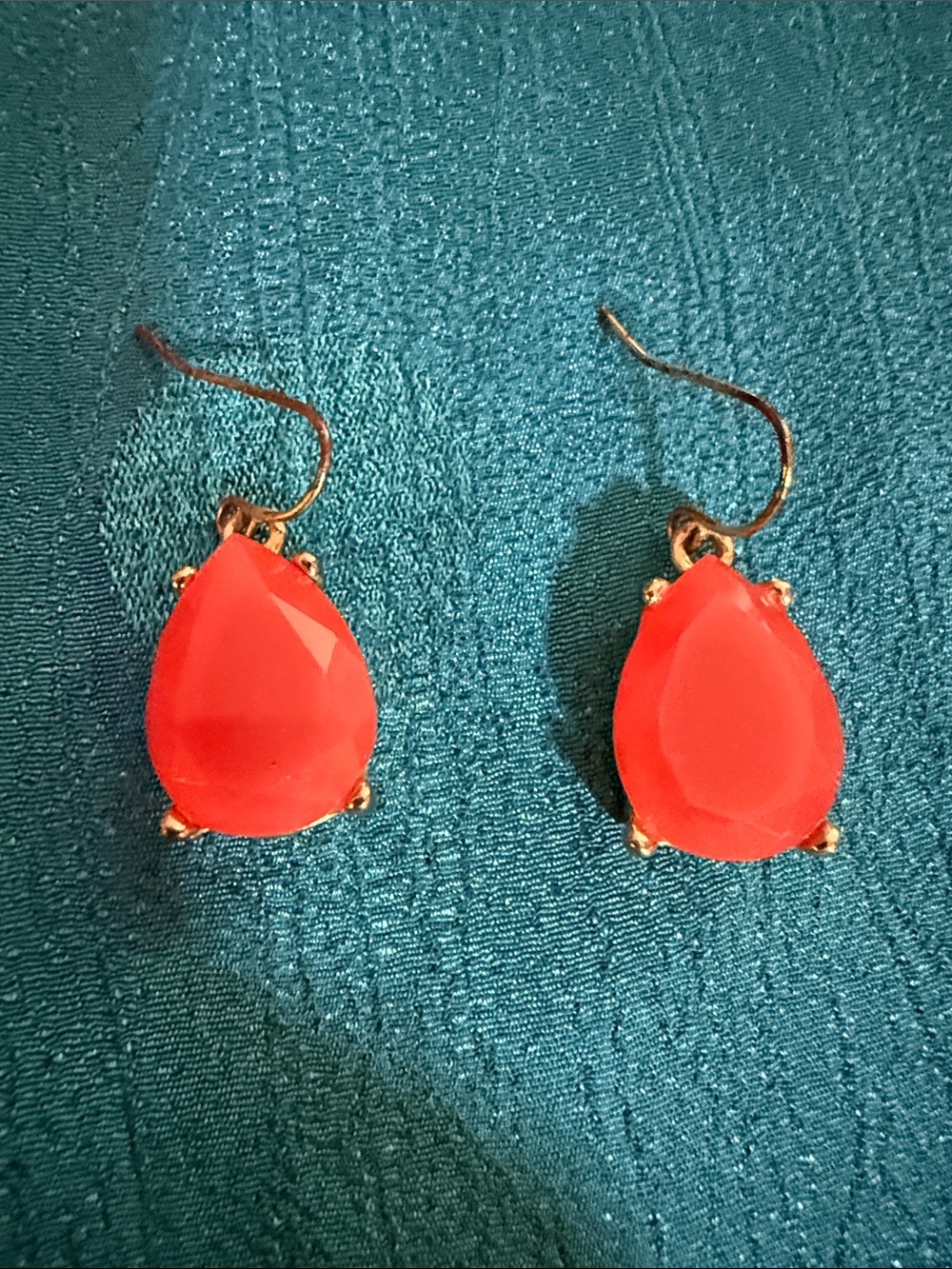 Gold-Tone Teardrop Red Earrings - Women Jewelry